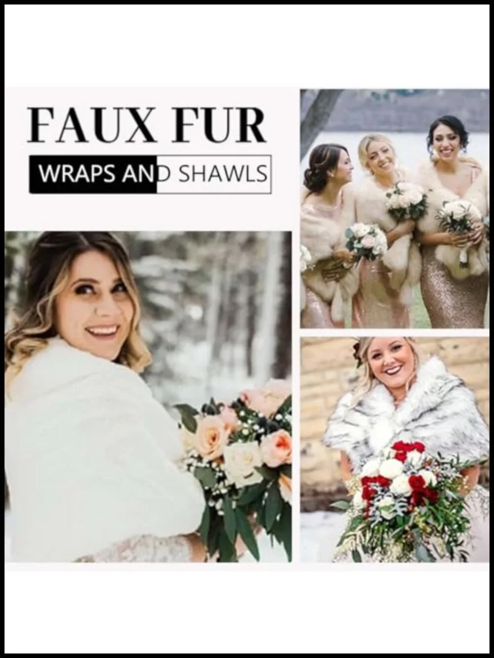 Faux Fur Stole Wedding Cape Bridal Shawl Winter Wrap